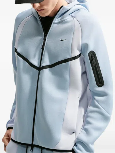Nike Tech Colour-block Full-zip Fleece Windrunner Jacket In Blue
