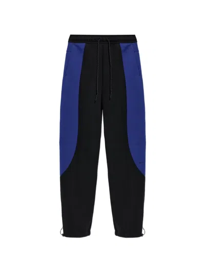 Nike Tech Colour-block Open-hem Fleece Trousers In Black