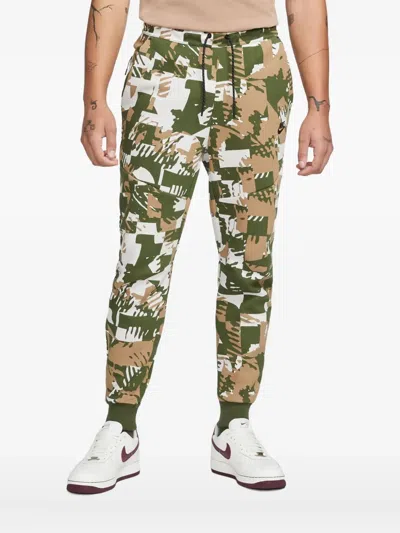Nike Tech Fleece All-over Print Track Pants In Green