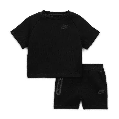 Nike Tech Fleece Baby Tee And Shorts Set In Black