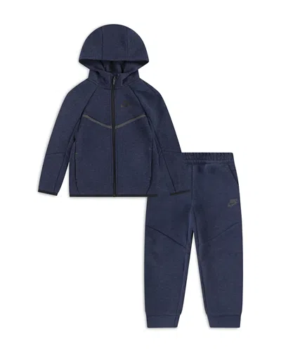 Nike Tech Fleece Hooded Full Zip Set - Little Kid In Blue