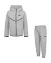 Nike Tech Fleece Hooded Full Zip Set - Little Kid In Gray