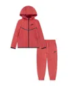Nike Tech Fleece Hooded Full Zip Set - Little Kid In Red