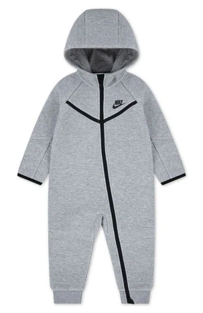 Nike Babies'  Tech Fleece Hooded Romper In Gray