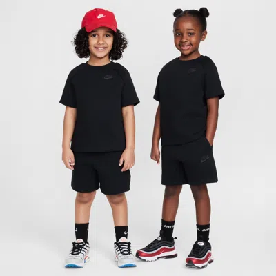 Nike Little Kids' Tech Fleece Tee And Shorts Set In Black