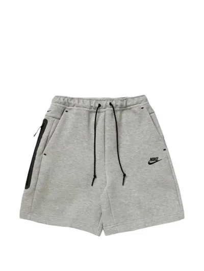 Nike Tech Fleece Logo-print Shorts In Gray