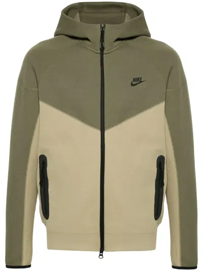 Nike Logo-print Cotton-blend Jersey Zip-up Hoodie In Green