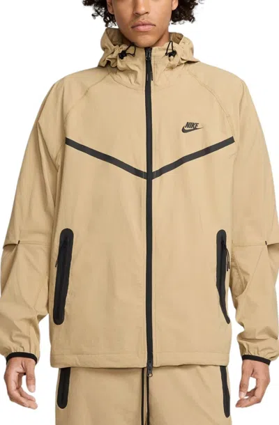 Nike Tech Hm7151-297 Jacket Men's Parachute Beige Woven Hooded Full Zip Posh002 In Brown