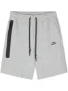 Nike Straight-leg Logo-print Cotton-blend Tech Fleece Drawstring Shorts In 063 Dark Grey Heather/black
