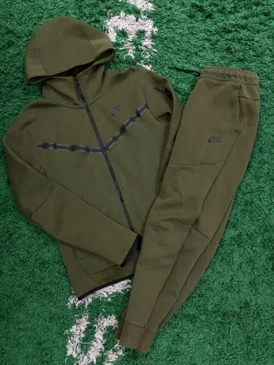 Pre-owned Nike Tech Olive Green Sweatsuit Small Hoodie + Pants In Multicolor