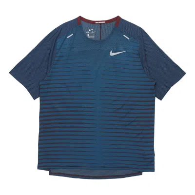 Nike Techknit Future Fast Running Round Neck Short Sleeve 'brownred Dark Green Black' In Blue
