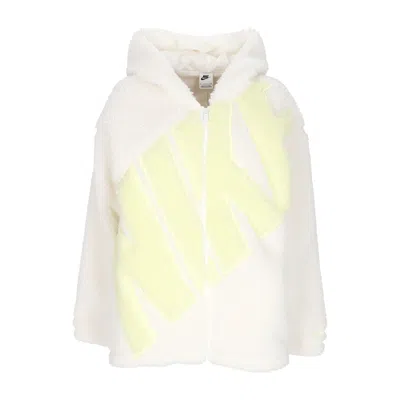 Nike Teddy Bear Women's W Sportswear Logo High-pile Jacket Sail/luminous Green