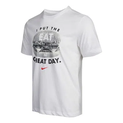 Nike Tee Humor Athleisure Casual Sports Alphabet Printing Short Sleeve White