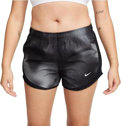 Nike Tempo Running Shorts Women Black Printed Elastic Waist Activewear Srt137