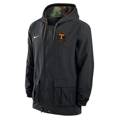 Nike Tennessee  Men's Full-snap Hooded Military Jacket In Black