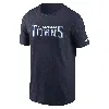Nike Men's Navy Tennessee Titans Wordmark Legend Performance T-shirt In Blue