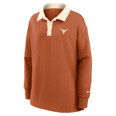 Nike Texas Academic  Women's Dri-fit Oversized Long-sleeve Polo In Orange