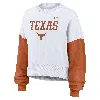 Nike Women's White Texas Longhorns Color-block Oversized Cropped Pullover Sweatshirt In White