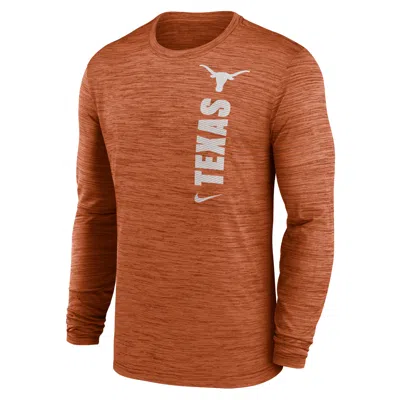 Nike Men's Texas Orange Texas Longhorns 2024 Sideline Velocity Performance Long Sleeve T-shirt In Burnt Orange