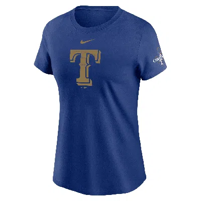 Nike Texas Rangers 2023 World Series Champions Gold Logo  Women's Mlb T-shirt In Blue