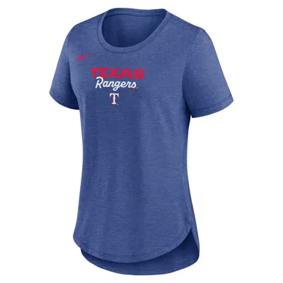 Nike Texas Rangers Arched Team Name  Women's Mlb T-shirt In Blue