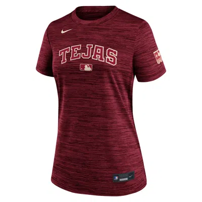 Nike Texas Rangers Authentic Collection City Connect Velocity  Women's Dri-fit Mlb T-shirt In Burgundy