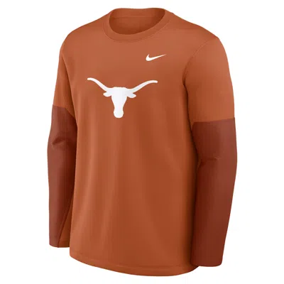 Nike Texas Sideline Coach  Men's Therma-fit College Long-sleeve T-shirt In Orange