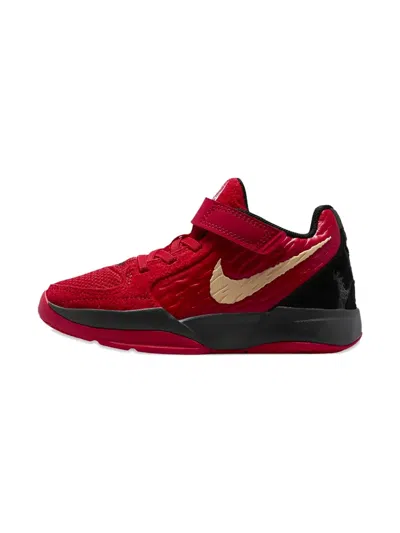 Nike Kids' Textured Gold-detail Sneakers In Red