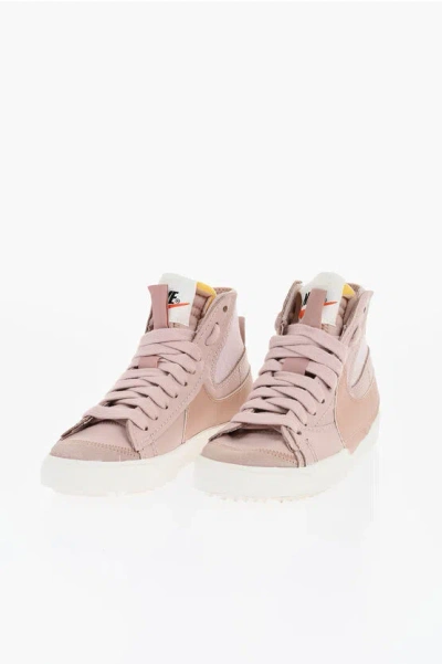 Nike Textured Leather Blazer Mid 77 Jumbo High-top Sneakers With