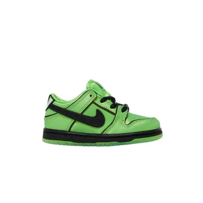 Pre-owned Nike The Powerpuff Girls X Dunk Low Pro Sb Qs Td 'buttercup' | Green | Infant Size 9