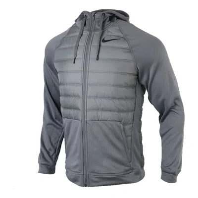 Nike Therma Dri-fit Cardigan Fleece Lined Stay Warm Sports Training Hooded Jacket Gray