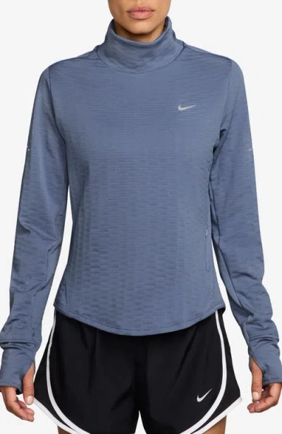 Nike Therma-fit Swift Mock Neck Running Top In Blue