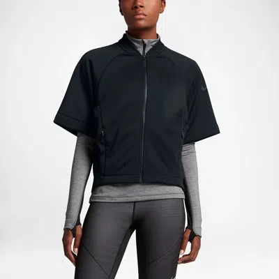 Nike Therma Sphere Jacket Womens Black Short Sleeve Full Zip Active Asm105