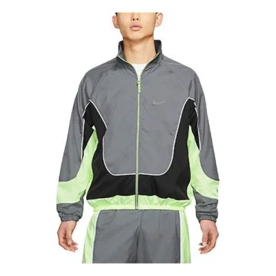 Nike Throwback Colorblock Woven Sports Basketball Stand Collar Jacket In Gray