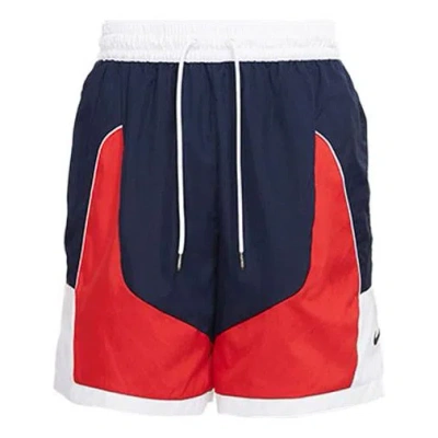 Nike Throwback Woven Sports Basketball Shorts Red In Blue