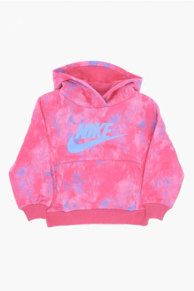 Nike Tie Dye Effect Club Hoodie In Pink