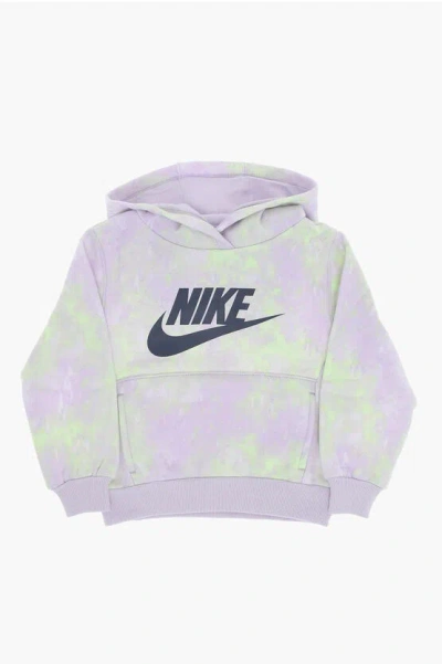 Nike Kids' Tie-dye Effect Fleeced Cotton Blend Hoodie In Purple
