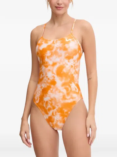 Nike Tie-dye Logo-print Swimsuit In Purple