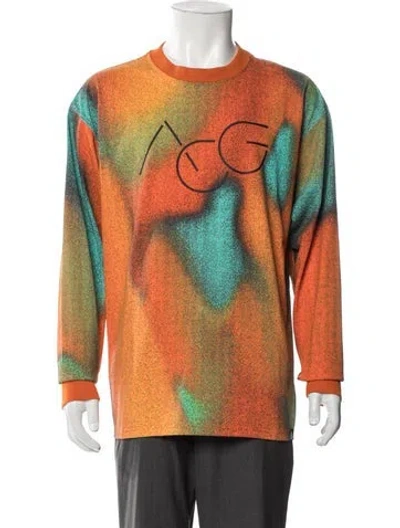 Pre-owned Nike Tie-dye Print Crew Neck T-shirt In Orange