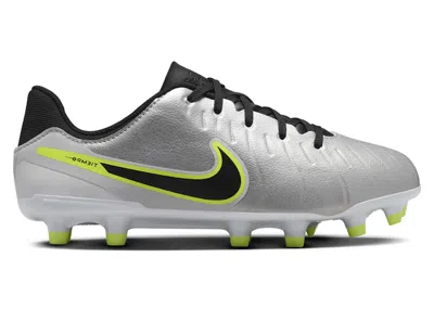 Pre-owned Nike Tiempo Legend 10 Academy Fg/mg Sneakers In Metallic Silver/volt/black