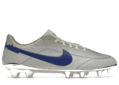 Pre-owned Nike Tiempo Legend 9 Elite Mi Fg Montebelluna Leather Sneakers In White/metallic Silver/game Royal