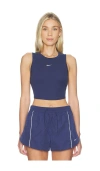Nike Tight Cropped Mini Rib Tank Top In Blue