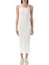 Nike Ribbed Tank Midi Dress With Scoop Neckline In White