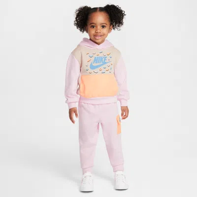 Nike Babies' Toddler 2-piece Keep Climbing French Terry Pullover Hoodie Set In Pink
