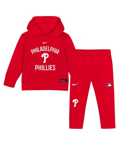 Nike Babies' Toddler 2-piece Red Philadelphia Phillies Club Fleece Pullover Hoodie And Sweatpants Set