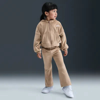 Nike Babies' Toddler 2-piece Velour Flared Leggings Set In Gray
