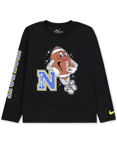 Nike Kids' Toddler & Little Boys Football Graphic Long-sleeve Dri-fit T-shirt In Black