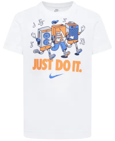 Nike Kids' Toddler And Little Boys Music Just Do It Graphic Crewneck T-shirt In White