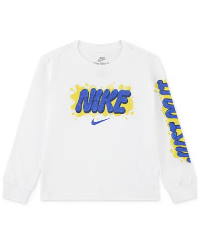 Nike Kids' Toddler & Little Boys Slime Logo Graphic Long-sleeve T-shirt In White