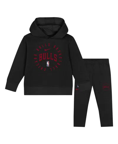 Nike Babies' Toddler Black Chicago Bulls Practice Club Pullover Hoodie And Sweatpants Set